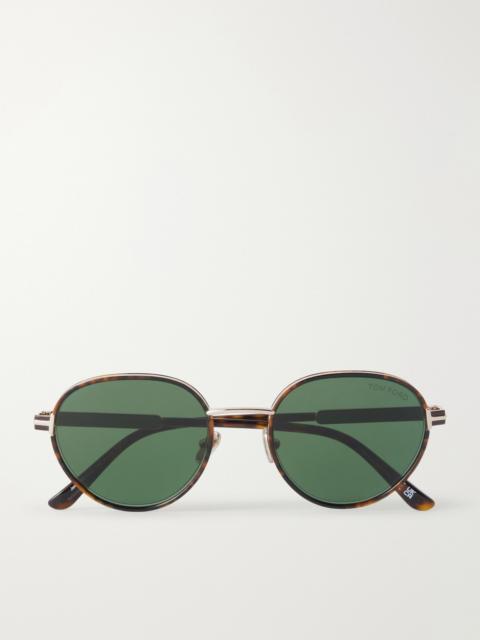 TOM FORD Jet-02 Round-frame Gold-tone And Tortoiseshell Acetate Sunglasses