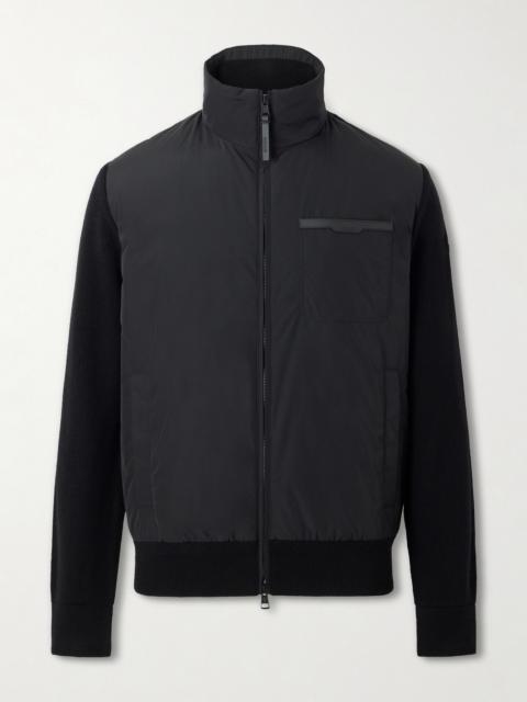Moncler Leather-Trimmed Shell and Wool-Blend Full-Zip Cardigan