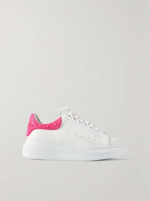 Alexander McQueen Crystal-embellished leather exaggerated-sole sneakers
