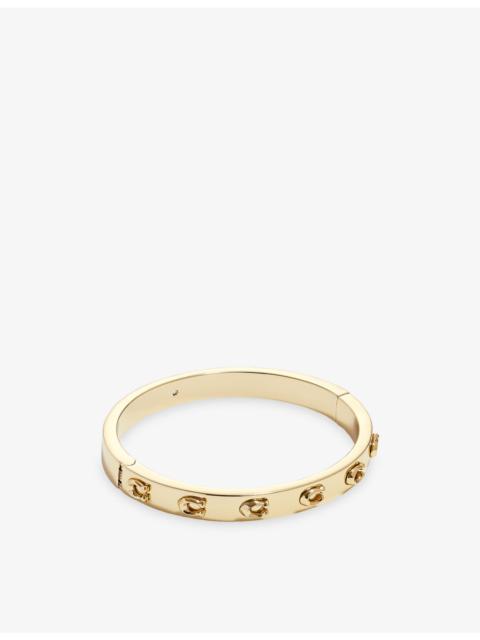 COACH Signature C Logo Hinged Gold-Plated Brass Bracelet