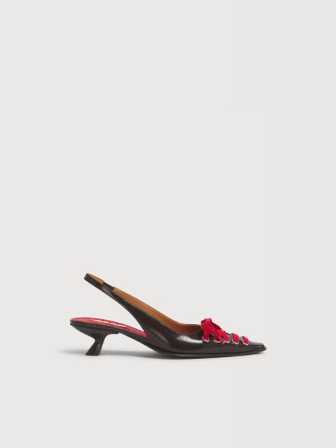 Marni DEEP BROWN LEATHER KAT SLINGBACK