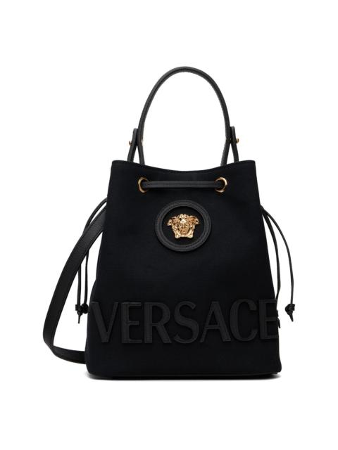 VERSACE Black 'La Medusa' Canvas Bucket Bag