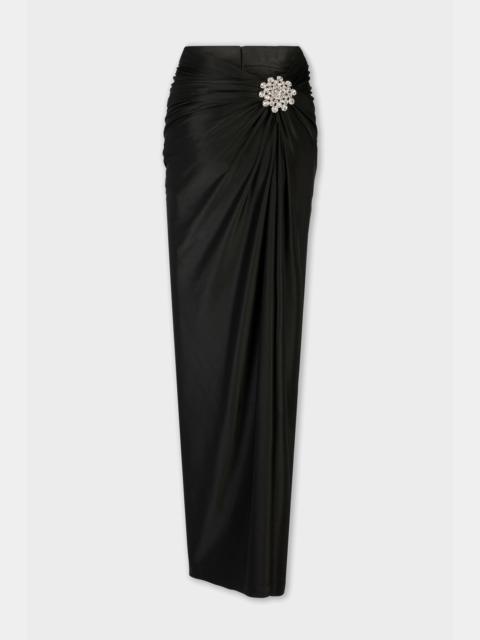 rabanne BLACK LONG DRAPED SKIRT