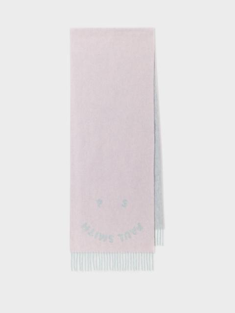 Paul Smith Pink PS 'Happy' Wool Scarf