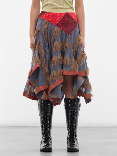 Kiko Kostadinov Klapheck Patchwork Fringe Midi Skirt
