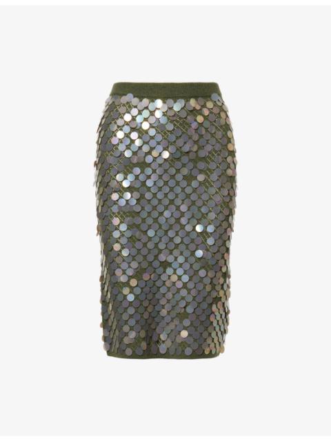 ZANKOV Matteo Sequinned Wool and Cashmere-Blend Midi Skirt