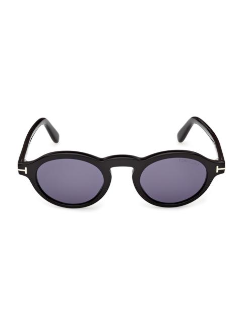 TOM FORD Men's Aristotele 02 48MM Round Sunglasses - Black Blue