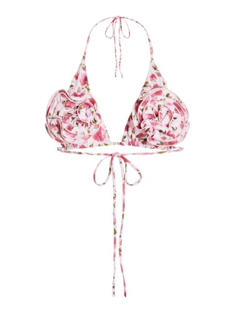 MAGDA BUTRYM Floral-Appliquéd Bikini Top print