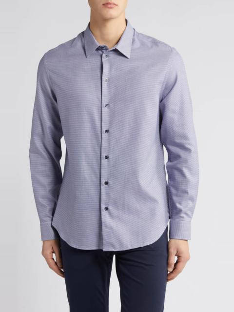 Micro Check Cotton Button-Up Shirt