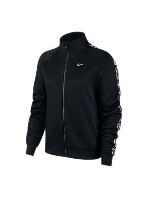 Nike (WMNS) Nike Side Logo Stand Collar Zipper Sports Jacket Black CJ7718-010