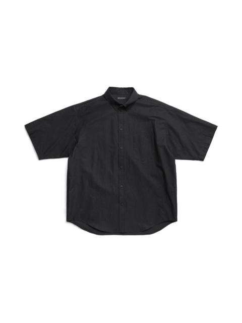 BALENCIAGA Men's Tape Type Short Sleeve Shirt Large Fit in Black