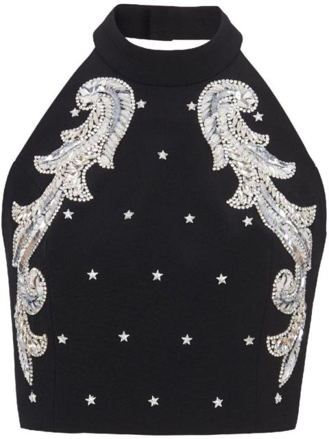 Balmain crystal-embellished zip-up top