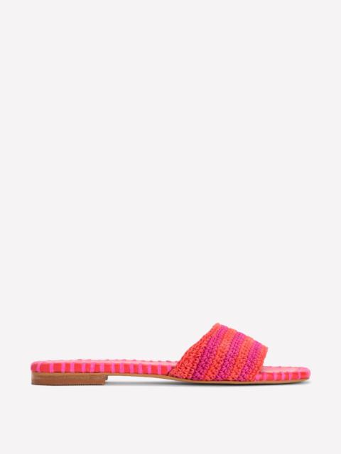 BODEN Trim Detail Flat Sandal-Pink Peony/Orange Stripe
