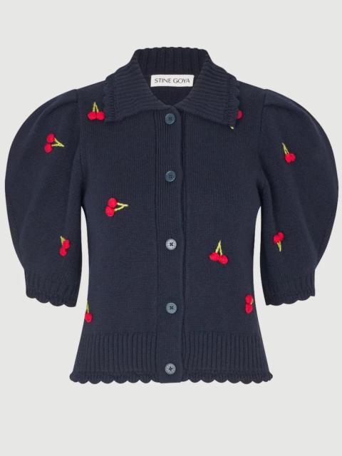 STINE GOYA BOBBLE KNIT POLO CARDIGAN