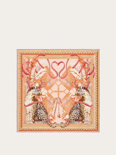 FERRAGAMO Poised leopards print silk scarf