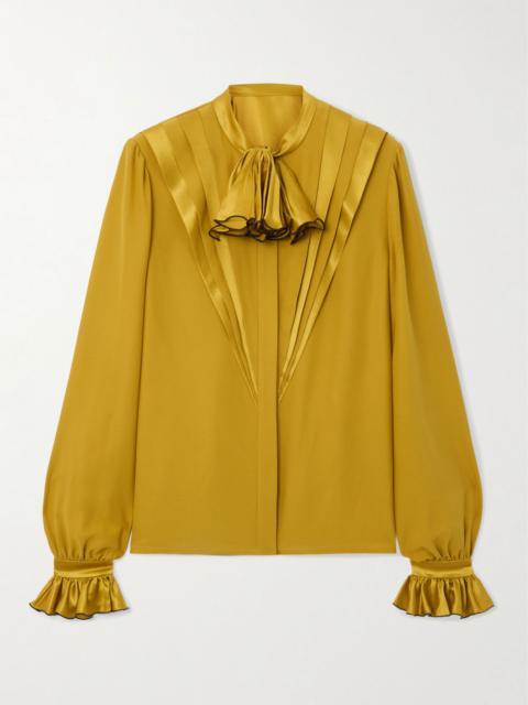 Valentino Pleated silk blouse Mustard