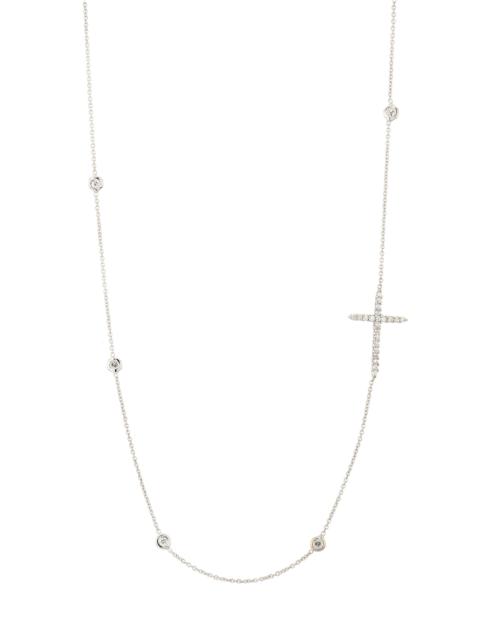 ROBERTO COIN Women's Tiny Treasures 18K Gold & 0.20 TCW Diamond Side Cross Necklace - White Gold