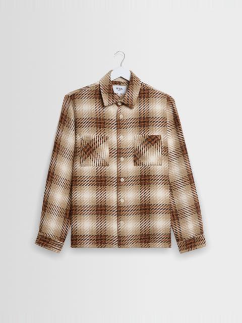 Wax London Whiting - Natural And Ecru Overlap Check Overshirt