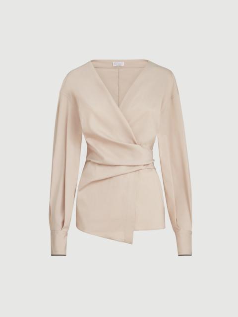 Brunello Cucinelli Stretch cotton poplin shirt with shiny cuffs