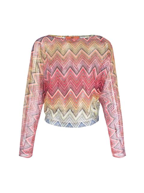 zigzag-pattern long-sleeved T-shirt