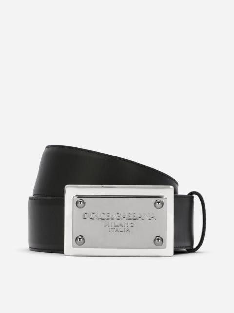 Dolce & Gabbana Calfskin belt with branded tag