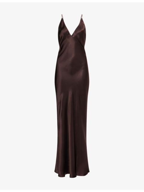 ANINE BING Laurel Cross-Back Silk Maxi Dress