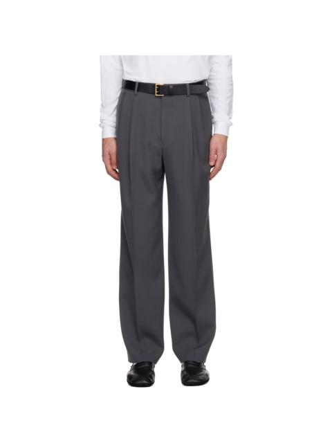 AURALEE Gray Light Wool Two-Tucks Trousers