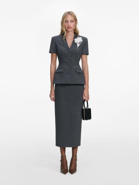 self-portrait Grey Tailored Flower Detail Midi Dress