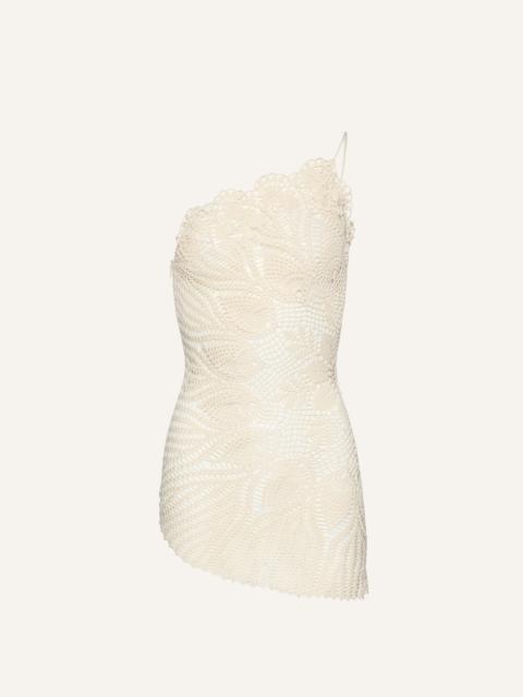 MAGDA BUTRYM Lace crochet one shoulder dress in cream