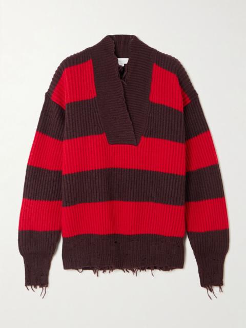 Stella McCartney Oversized striped wool-blend sweater Red
