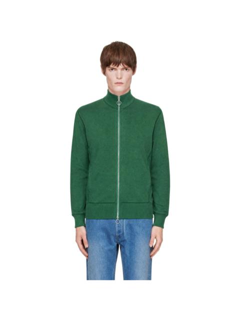 Drake's Green Cotton Zip Through Track Jacket