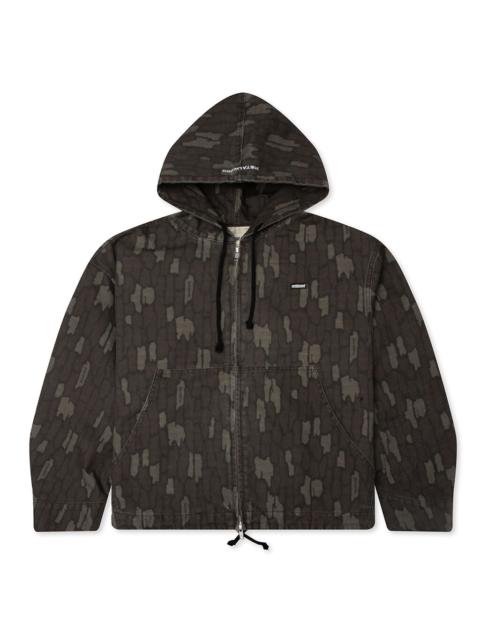 Metalwood Studio COTTON TWILL ZIP HOODIE - REAL BARK CAMO