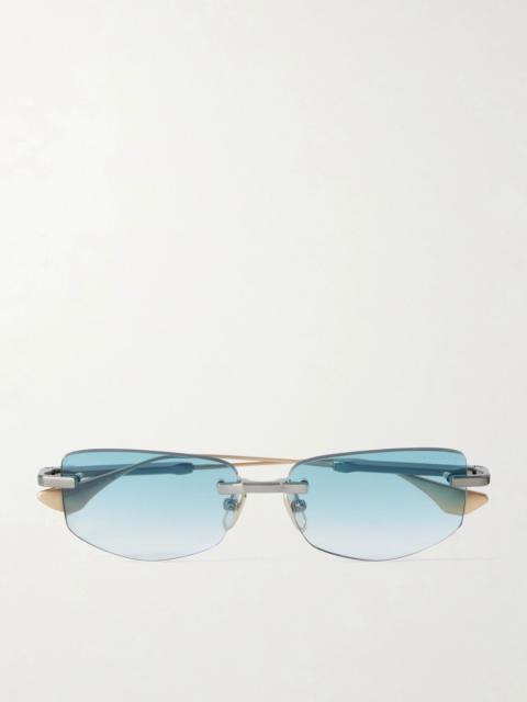 DITA Trysim.75 Square-Frame Gold and Silver-Tone Titanium Sunglasses Silver