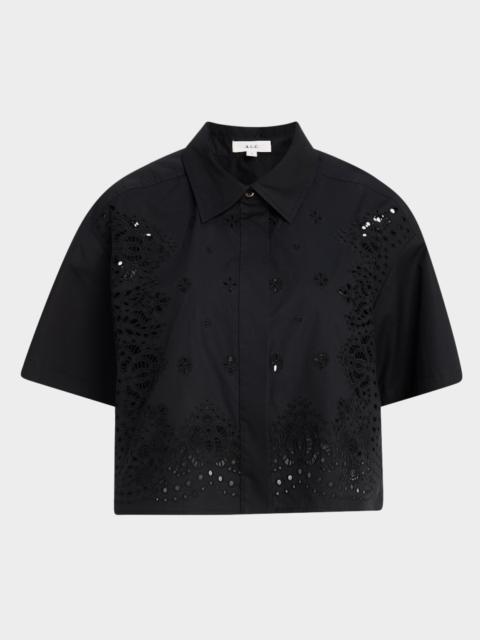A.L.C. Jade Short-Sleeve Eyelet Top