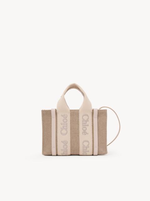 Chloé MINI WOODY TOTE BAG IN LINEN