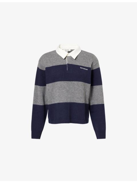 Sporty & Rich Rugby Embroidered-Logo Cashmere-And-Wool Polo Jumper