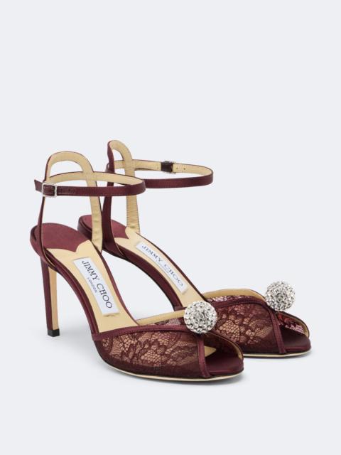 JIMMY CHOO Sacora crystal-embellished lace sandals