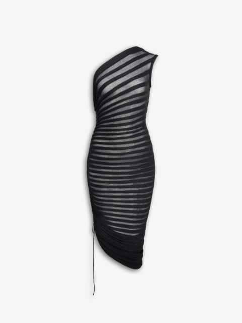 ASYMMETRICAL SKELETON DRESS IN 3D KNIT