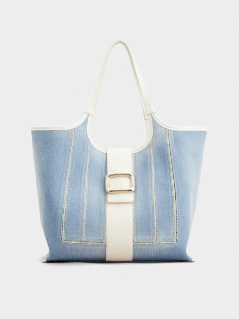 Roger Vivier Viv' Choc Medium Shopping Bag in Denim