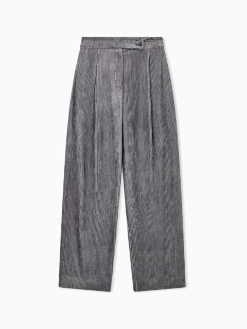 EMPORIO ARMANI PLEATED PANTS IN FLUID CORDUROY SIGNATURE CAPSULE