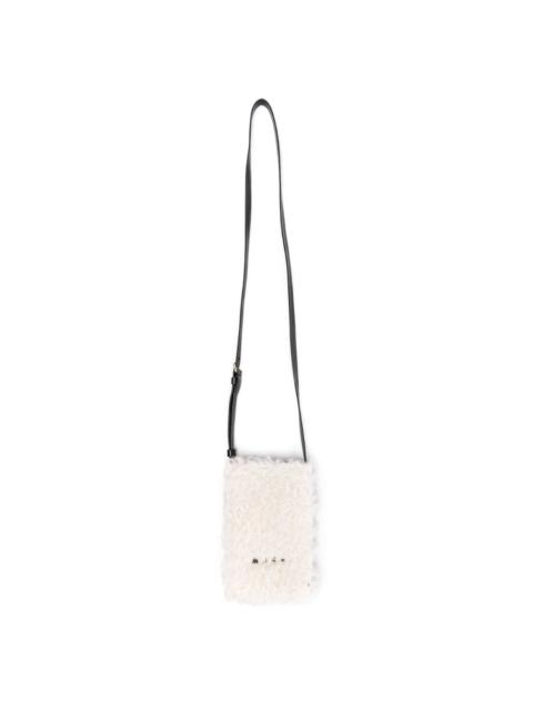 Marni shearling logo-print phone case