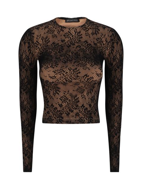 BALENCIAGA Lace Crewneck Top