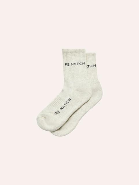 P.E NATION SIGNATURE SOCK IN SNOW MARLE