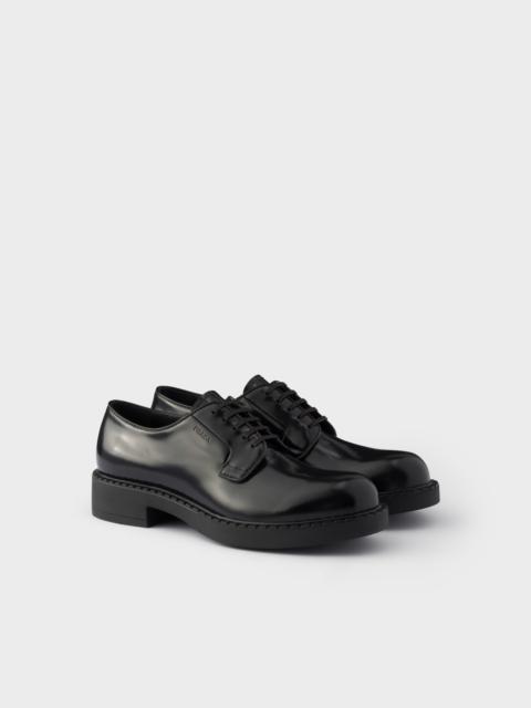 Prada Chocolate brushed leather derby shoes
