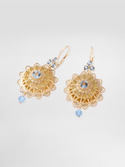 Dolce & Gabbana Filigree Earrings 18-carat yellow gold and aquamarines