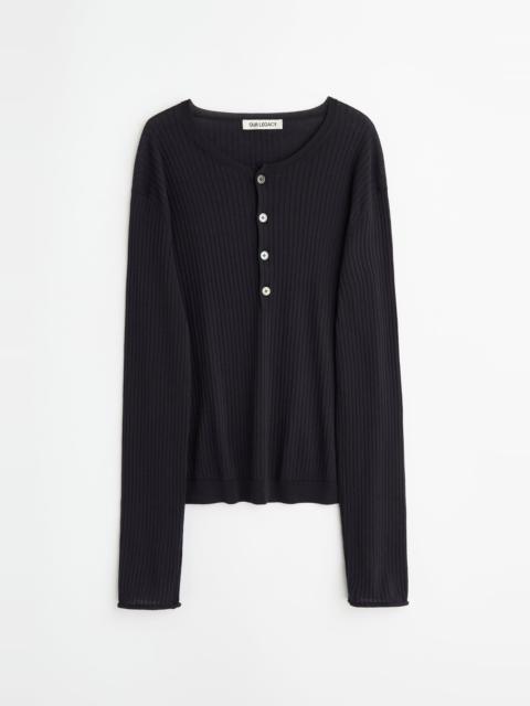 Our Legacy Fine Henley Noble Navy Cotton Crepe