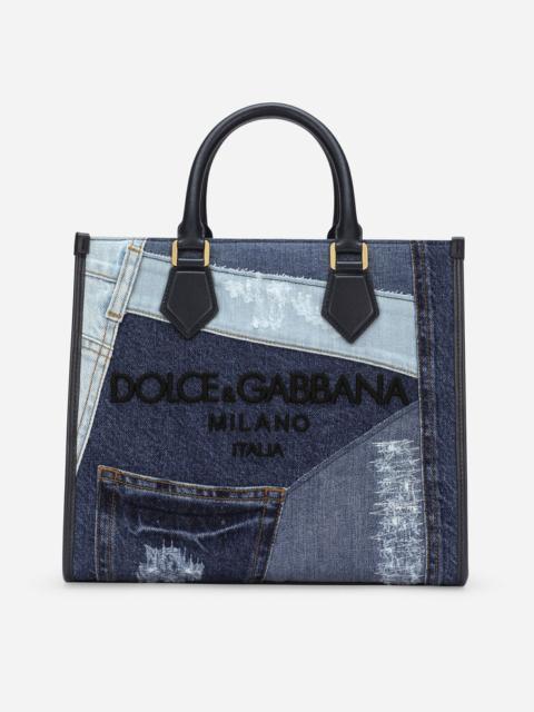 Dolce & Gabbana Denim shopper with embroidered logo