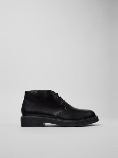 CAMPER Dean Black Leather Ankle Boots for Men.