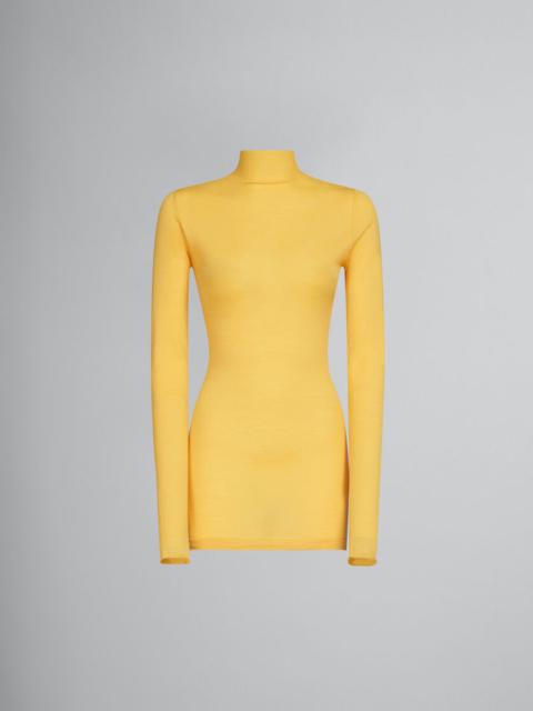 Marni YELLOW FITTED JUMPER WITH RIBBED TURTLE NECK