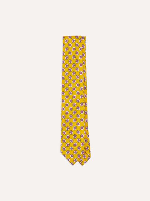 Drake's Yellow Hexagon Tile Print Silk Self-Tipped Tie